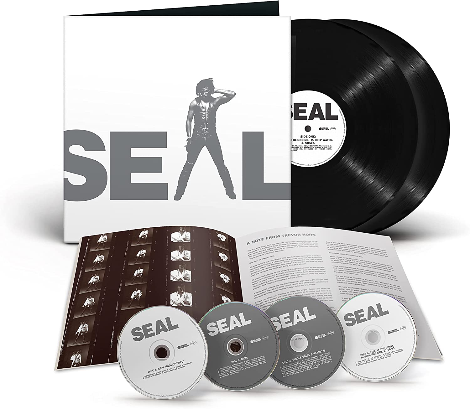 Seal album package with vinyl record, CDs, booklet, and photograph.