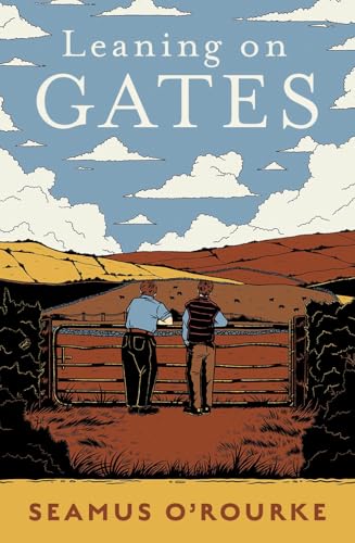 Book cover: two figures leaning on a gate in a rural landscape.