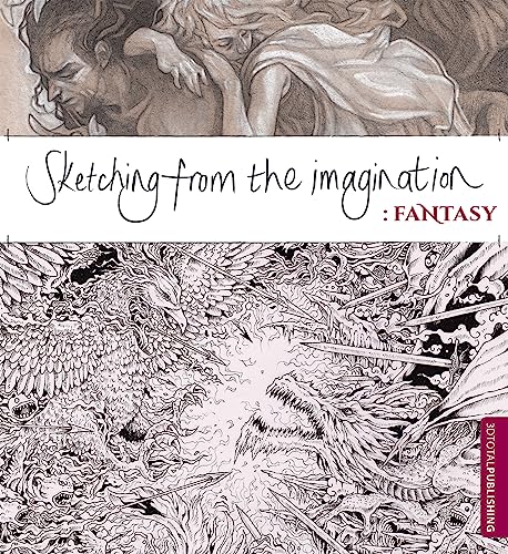 Book cover featuring a pencil sketch of two figures above a detailed fantasy illustration.