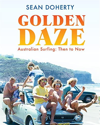 Book cover: "Golden Daze" featuring a group of surfers with a car.