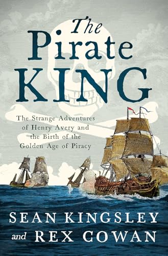 Book cover: skull, ships at sea, and title "The Pirate King.