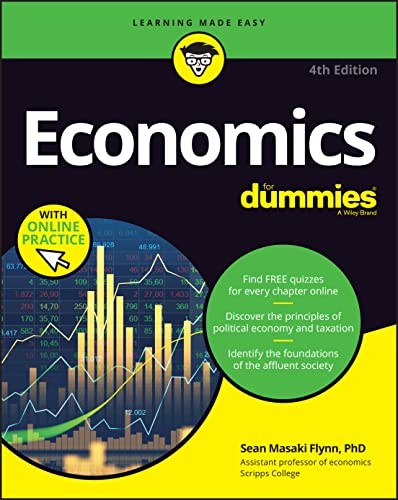 Book cover: "Economics For Dummies," 4th edition, with charts and graphs.