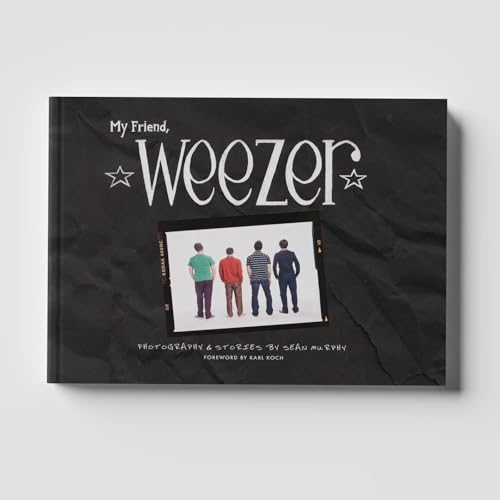 Book cover for “My Friend, Weezer” featuring the band in a photo strip.