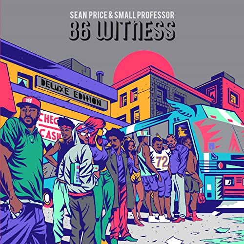 Album cover for "86 Witness" by Sean Price & Small Professor, illustrated street scene.