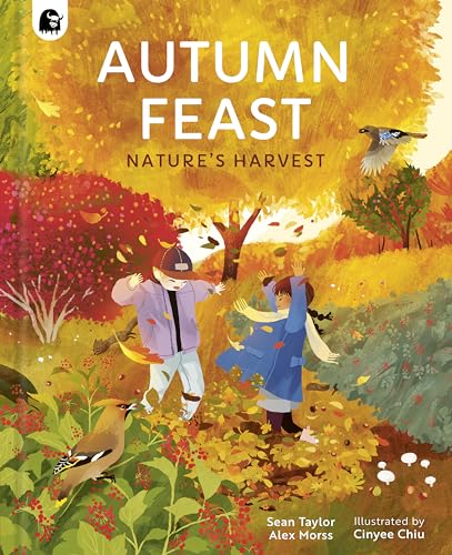 Book cover: children playing amongst colorful autumn trees and birds.