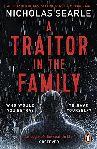 Book cover: dark, rainy scene with a shadowed figure and red title text.