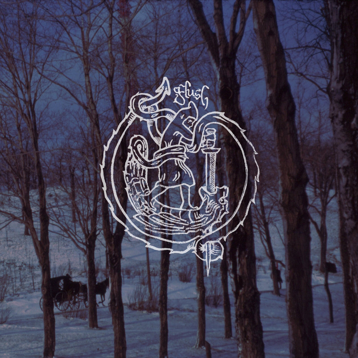 Searows "Flush" vinyl album cover: winter scene with ornate illustration.
