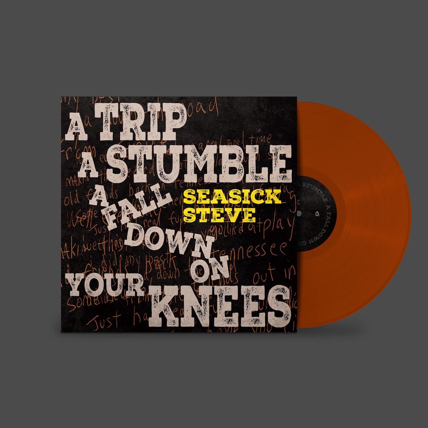 Seasick Steve vinyl record with textured black and orange cover.