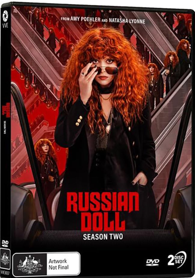 DVD cover for "Russian Doll" Season Two, featuring a woman on an escalator.