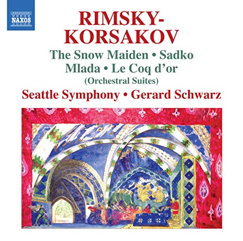 CD cover for Rimsky-Korsakov orchestral suites featuring a colorful, ornate interior painting.