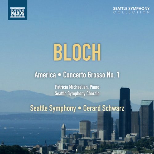 CD cover featuring the Seattle skyline over water with text by Bloch, Schwarz, and Symphony.