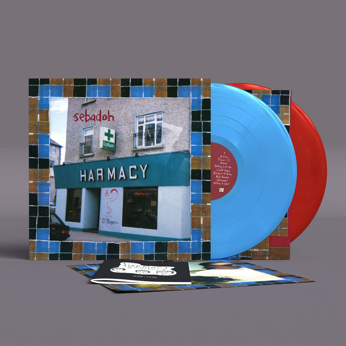 Sebadoh’s “Harmacy” 30th Anniversary vinyl record with building cover art.