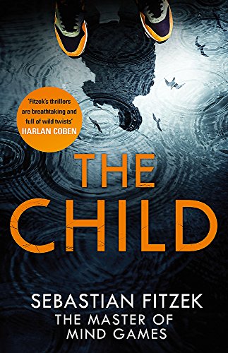 Book cover for "The Child" with orange title and feet reflected in water.