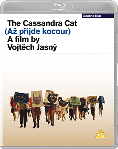 Blu-ray cover for “The Cassandra Cat” with children holding cat paintings.