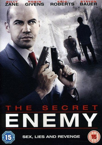DVD cover for The Secret Enemy featuring a man in a suit holding two guns.