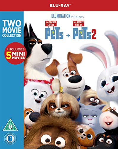 Blu-ray cover for Secret Life of Pets 1 and 2 featuring various animated pets.