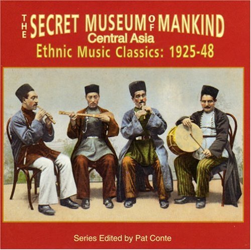 Red CD cover with four men playing traditional instruments, edited by Pat Conte.