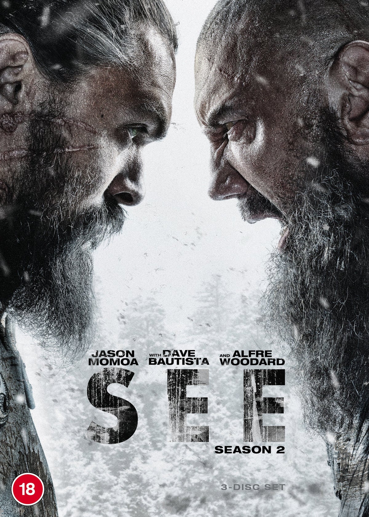 DVD cover for "See" Season 2, featuring Jason Momoa and Dave Bautista.