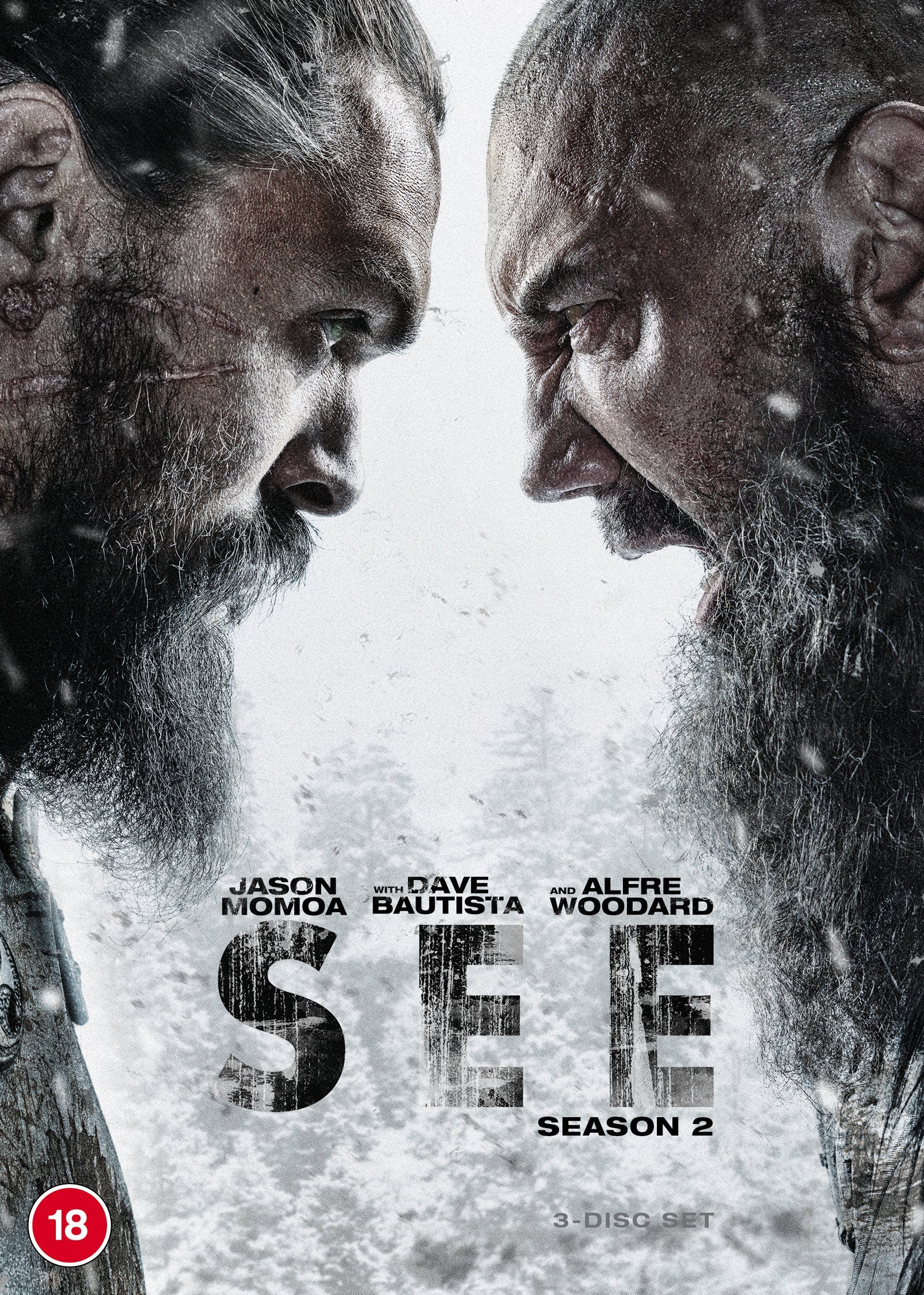 DVD cover for "See" Season 2, featuring Jason Momoa and Dave Bautista.