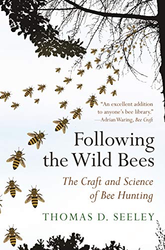 Book cover with bees flying around branches, titled "Following the Wild Bees.
