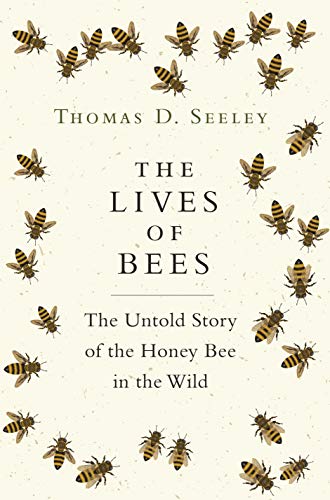 Book cover: "The Lives of Bees" with illustrations of honeybees.