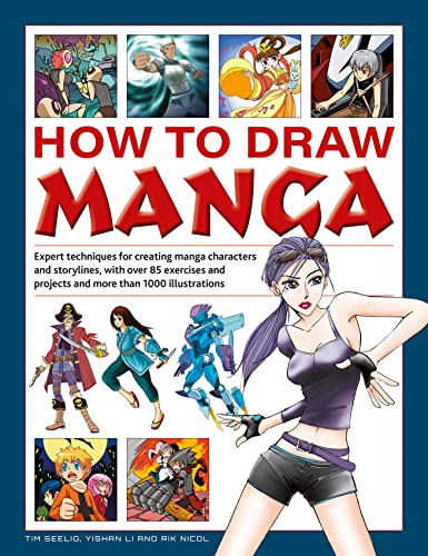 Book cover: “How to Draw Manga” with diverse illustrated manga characters.