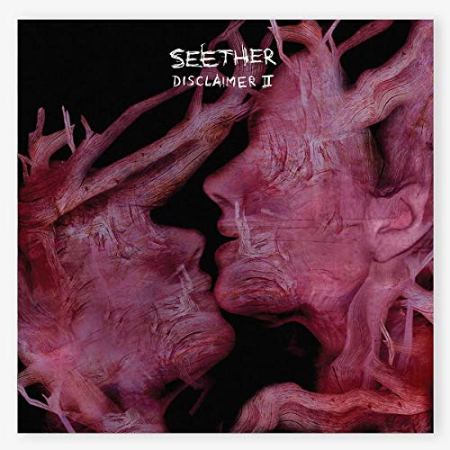 Seether Disclaimer II album cover: faces and branches in pink and black.