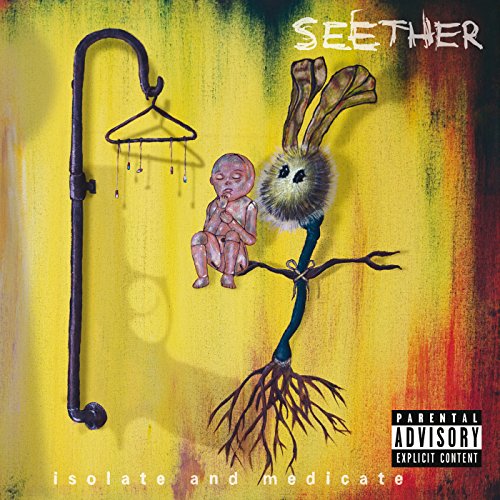 Seether's "Isolate and Medicate" CD cover: surreal art with baby and rabbit.