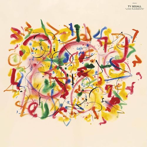 Ty Segall’s “Love Rudiments” vinyl album cover with colorful abstract paint strokes.
