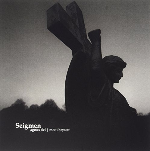 Black and white album cover featuring a statue with wings and crosses.