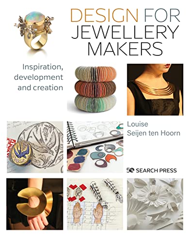 Book cover featuring jewellery designs, sketches, and a person wearing a necklace.