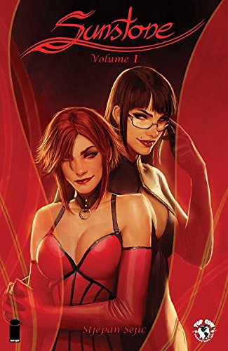 Cover of "Sunstone Volume 1" graphic novel, featuring two women with long hair.