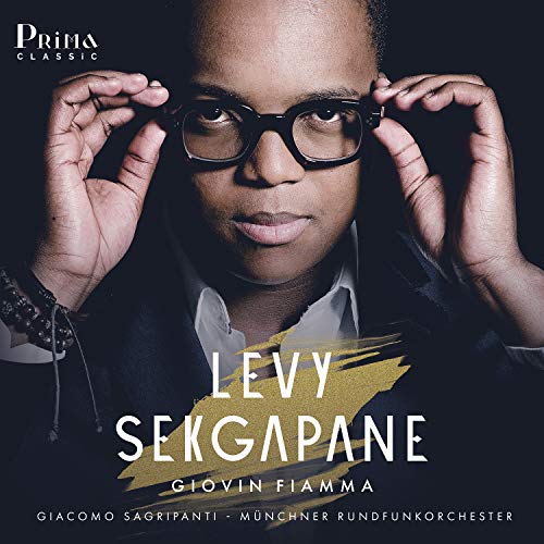 Man adjusting glasses, with text "Levy Sekgapane" and "Giovin Fiamma" on a black background.