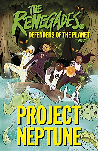Book cover: four young heroes in action amidst water and foliage.