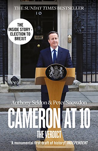 Book cover featuring David Cameron standing at a podium in front of 10 Downing Street.