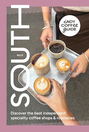 Cover of "Indy Coffee Guide: South No 9" featuring coffee drinks on a tray.
