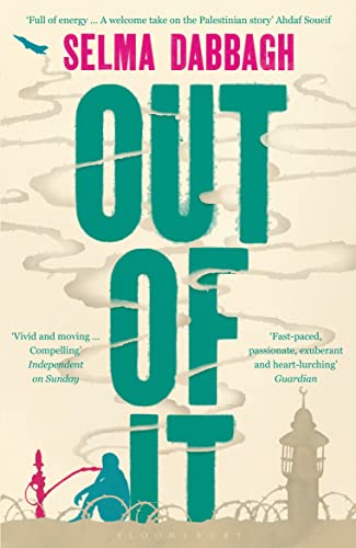 Book cover: “Out Of It” by Selma Dabbagh, featuring teal text and a cityscape.