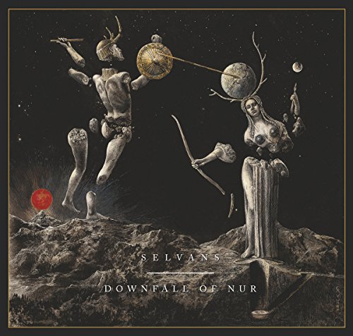 Dark fantasy album cover featuring fragmented figures and celestial bodies.