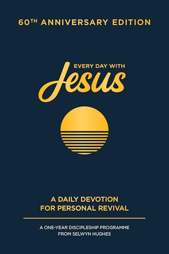 Dark blue book cover with gold text reading "Every Day with Jesus" and a sun.