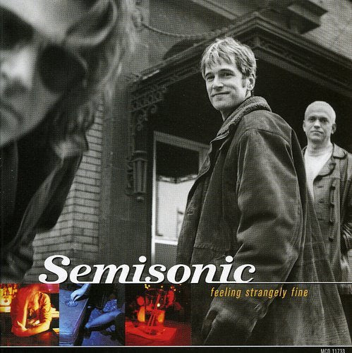 Semisonic album cover: three men in coats, black and white with red accents.