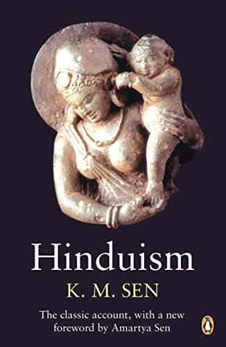 Book cover: "Hinduism" by K. M. Sen, featuring ancient sculpture.