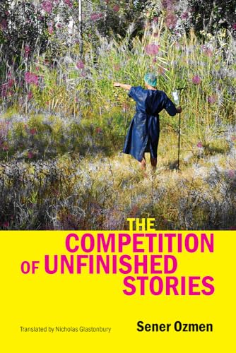 Book cover with a person in a field and bold yellow text.