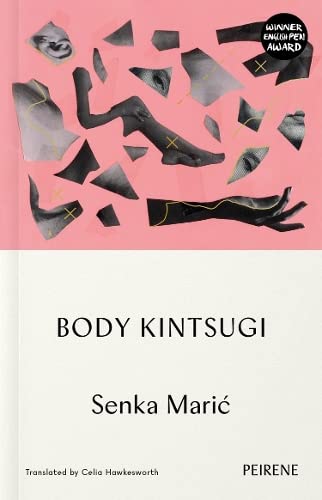 Book cover: fragmented silhouette of a body with gold repair lines.