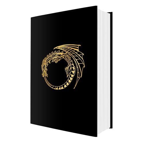 Black hardcover book with a gold dragon encircling its tail.