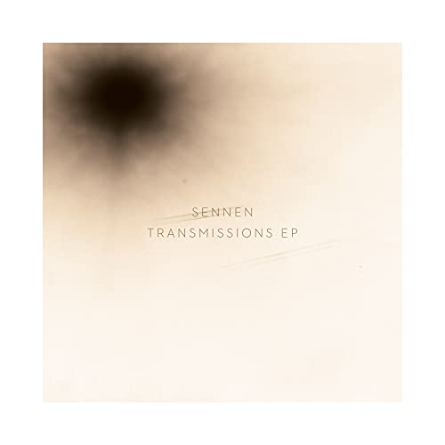 CD cover for Sennen’s “Transmissions EP” with abstract beige and black design.