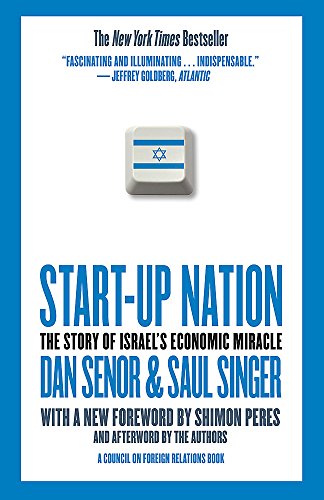 Book cover: "Start-Up Nation" with a keyboard key featuring the Israeli flag.