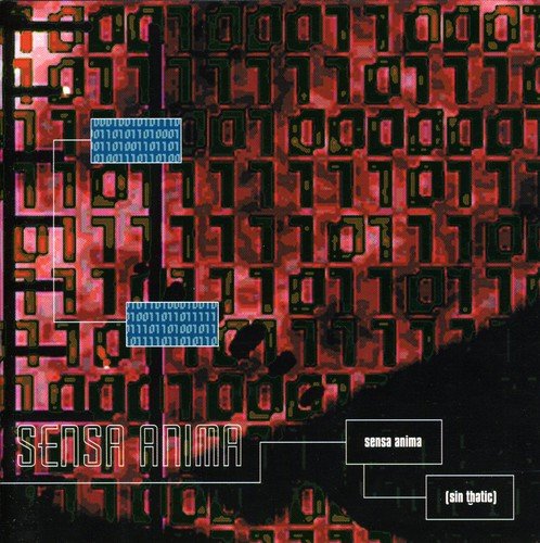 CD cover with red binary code pattern and white text: "Sensa Anima".
