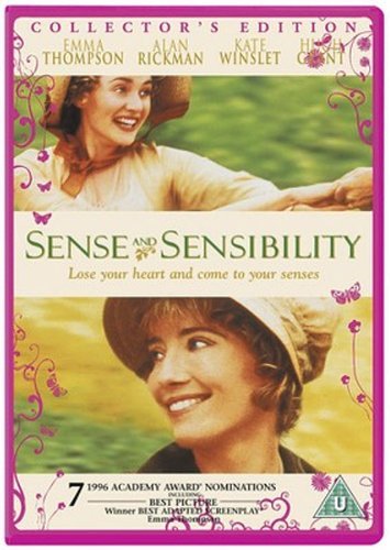DVD cover for “Sense and Sensibility” featuring Emma Thompson and Kate Winslet.