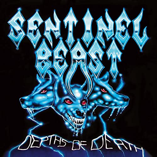 Album cover featuring a blue three-headed dog with red eyes against black background.