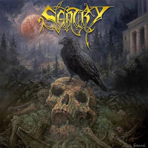 Sentry CD cover: raven perched on a skull against a moonlit landscape.